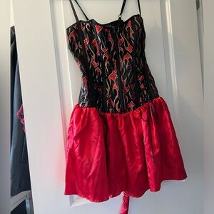 Halloween Devil Costume with fishnet stockings- sz L